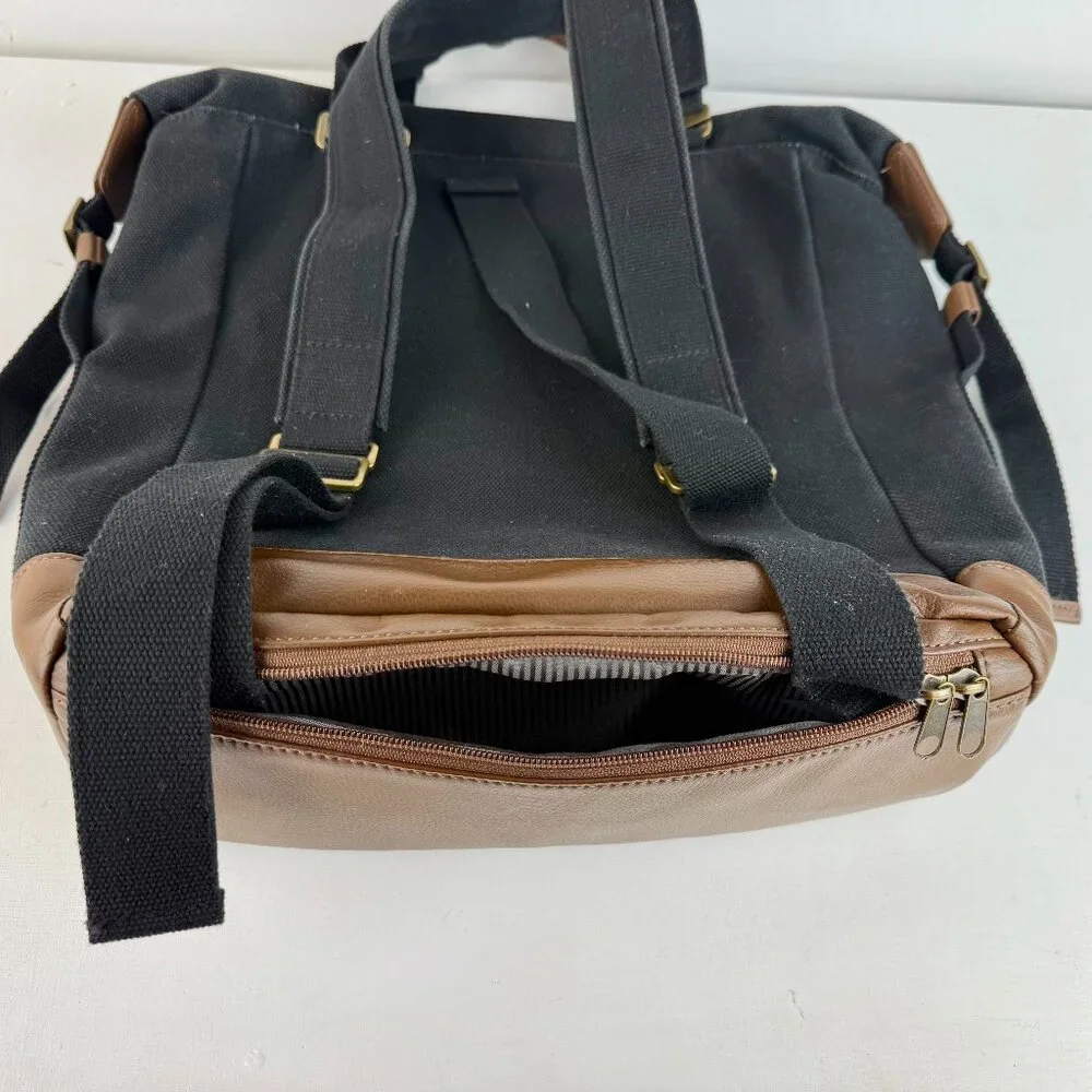 VESSEL Heavy Canvas and Faux Suede Synthetic Leather Backpack